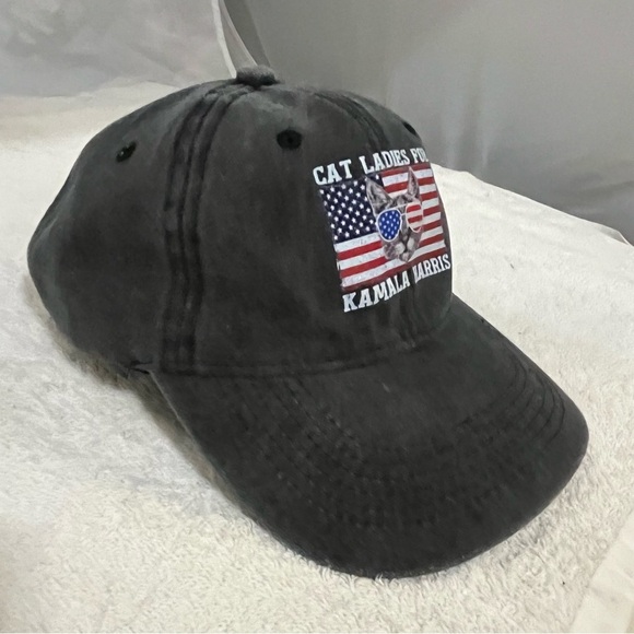 Cat Ladies for Kamala Patriotic Grey Cotton Adjustable Campaign Cap main image 14